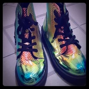 Unisex holographic combat style boots